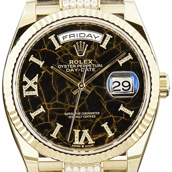 Steal Super Clone 36mm Rolex Day-Date 128235 Everose Eisenkiesel