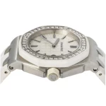 Audemars Piguet Royal Oak 37mm White Rubber Diamond Super Clone Watch - Image 3