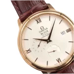 Omega De Ville 40mm Gold Steel Silver Dial Brown Leather Strap Super Clone - Image 4