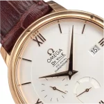 Omega De Ville 40mm Gold Steel Silver Dial Brown Leather Strap Super Clone - Image 3