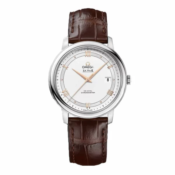 Omega De Ville Prestige 39.5mm White Dial Brown Leather Super Clone Watch