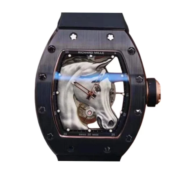 Richard Mille RM52-02 Horse 40mm Black Skeleton Super Clone Watch