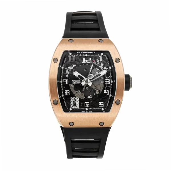 Richard Mille RM005 Rose Gold Black Rubber Super Clone Watch
