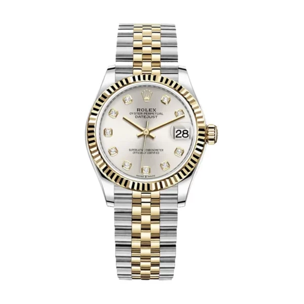 Rolex Datejust 28mm 279173 Steel Yellow Gold Silver Diamond Dial Replica