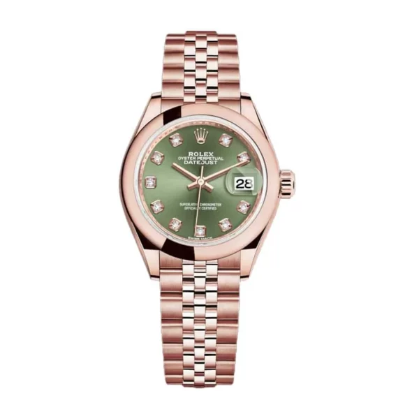 Rolex Datejust 28mm 279165 Everose Gold Green Diamond Dial Super Clone