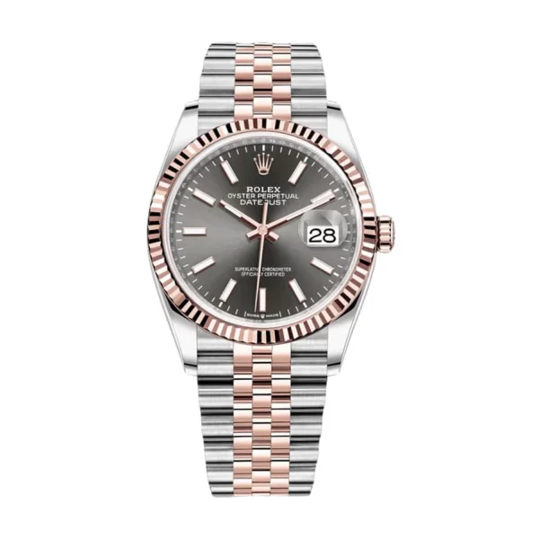 Rolex Datejust 126231 36mm Steel Rose Gold Grey Dial Super Clone