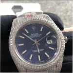 Rolex Datejust 126300 41mm Iced Out Blue Dial Super Clone Watch - Image 4