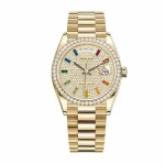 Rolex Day-Date 36 128348RBR Super Clone Yellow Gold Diamond Watch