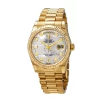 Rolex Day-Date 128238 36mm Yellow Gold MOP Super Clone Watch - Image 4