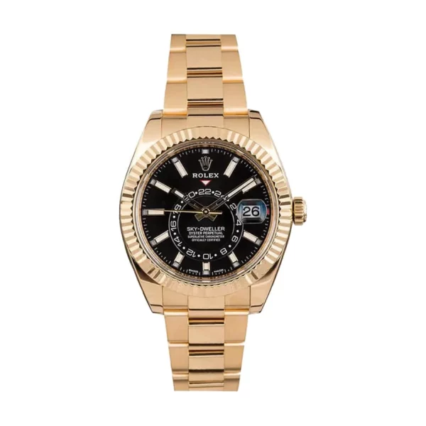 Rolex Sky-Dweller 326938 42mm Black Dial Yellow Gold Replica